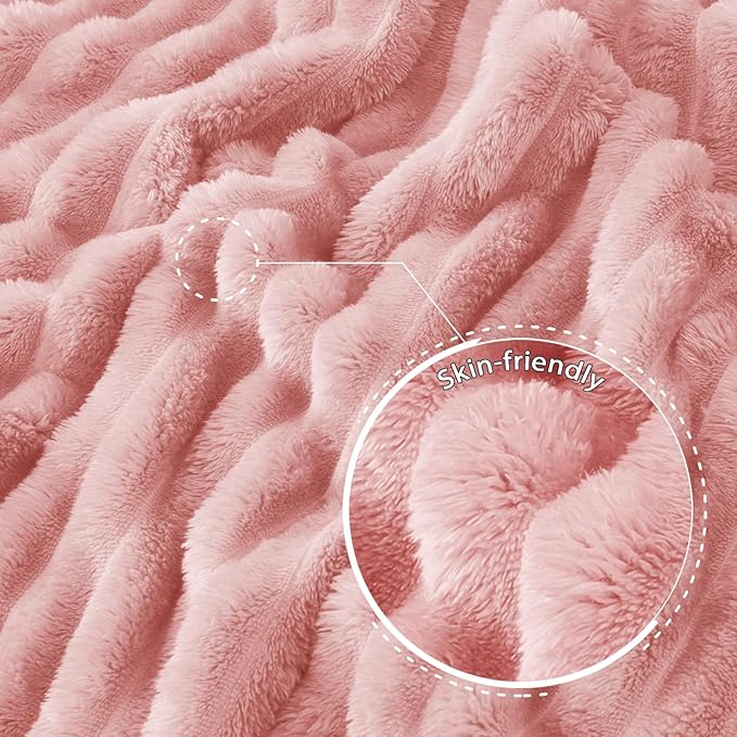 Exclusivo Mezcla Twin Size Flannel Fleece Blanket, Super Soft Striped Jacquard - Image 5
