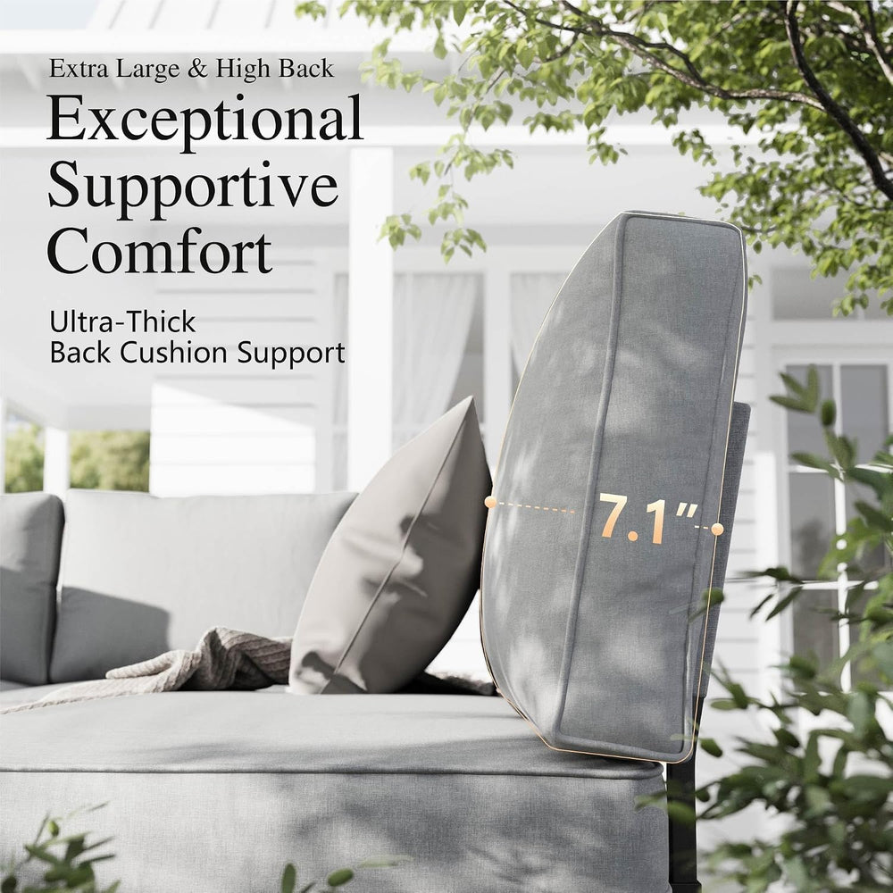Sophia & William 4 Piece Metal Outdoor Sectional Sofa with Cushion