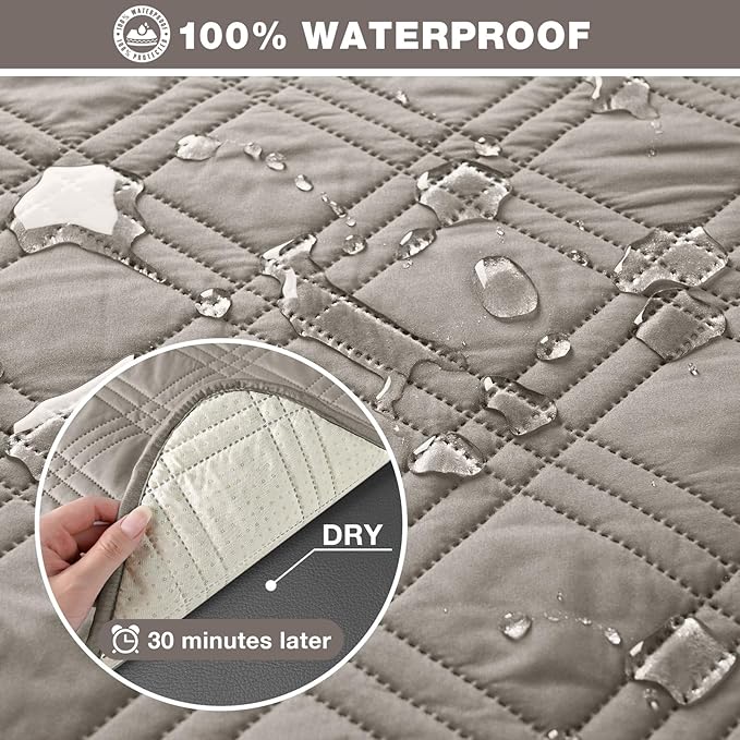 TAOCOCO 100% Waterproof Loveseat Recliner Cover, Non Slip Split Recliner Couch - Image 3