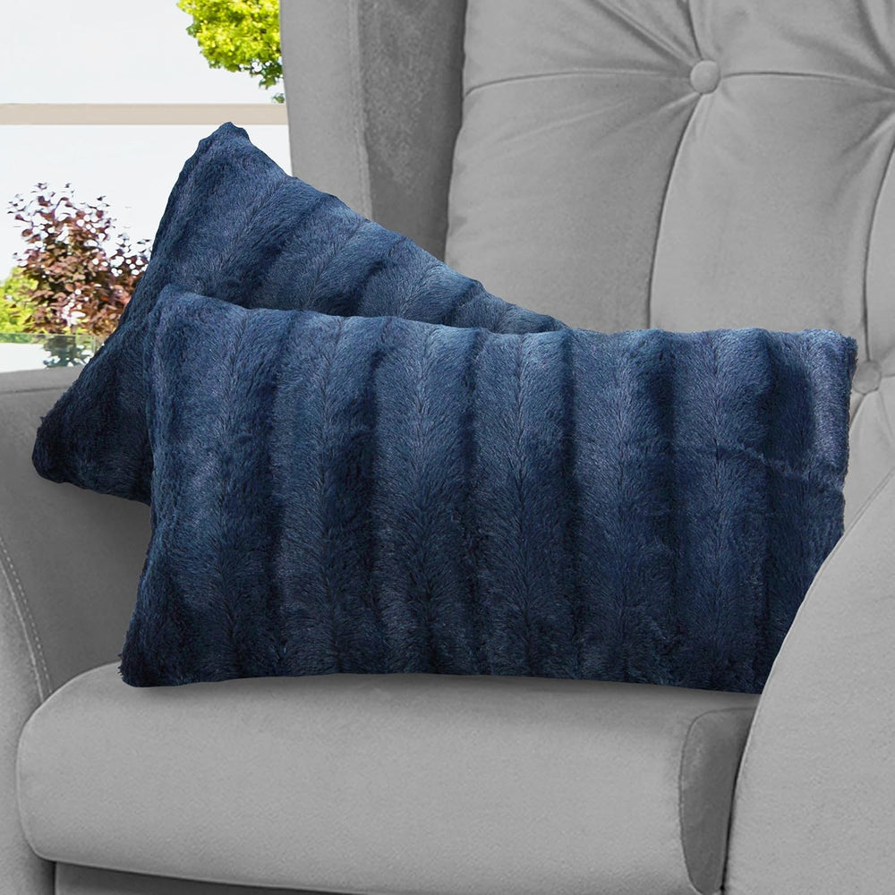 Cheer Collection Faux Fur Throw Pillows - Decorative Pillows for Couch, Bed T...