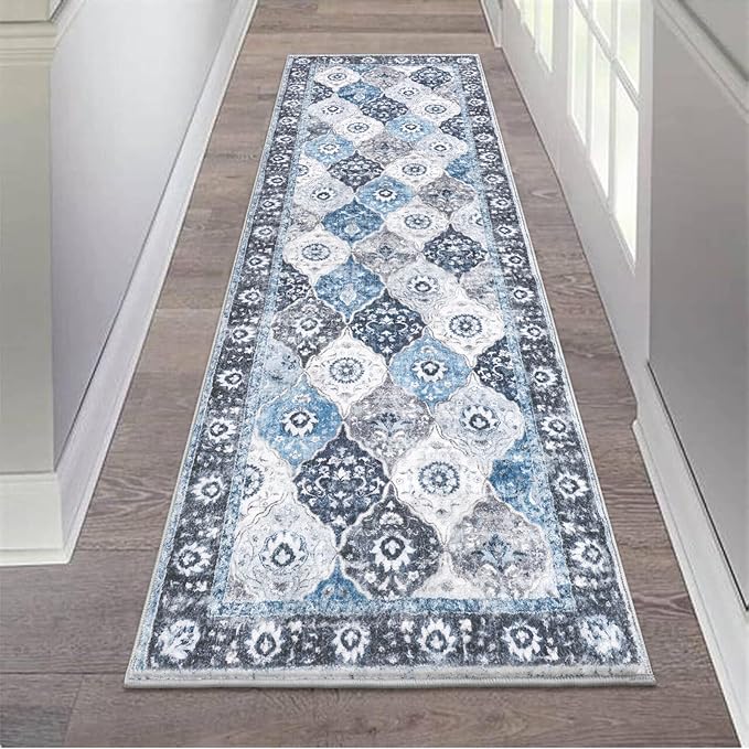 HEBE Hallway Runner Rug 2'x6' Washable Vintage Distressed Area Rugs Non Slip by HEBE