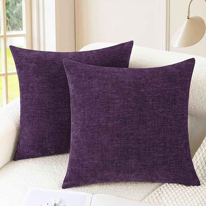 CaliTime Throw Pillow Covers Decorative 26 X 26 Inches Pack of 2 Cozy Chenille by CaliTime