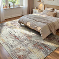 Ompaa Living Room Rug 5x8 Beige Area Rug Machine Washable Boho Rug Non Slip by OmpaaHomeDecor