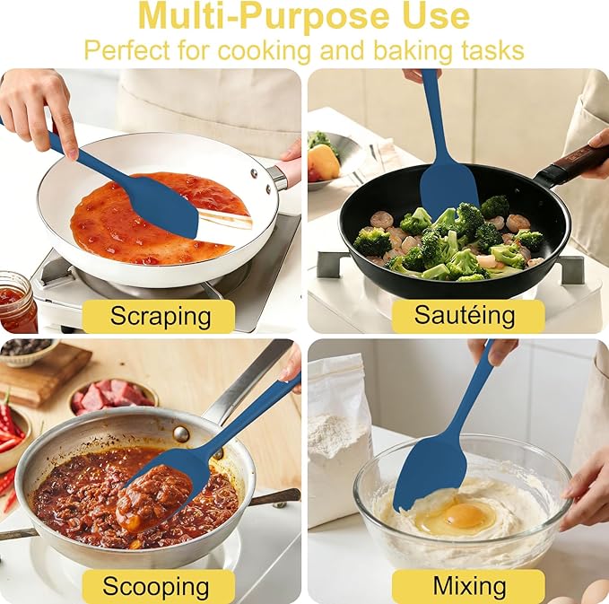 4 Pcs Silicone Spoon Spatula Set, 11.4 In, Food Grade Rubber Spatulas - Image 6