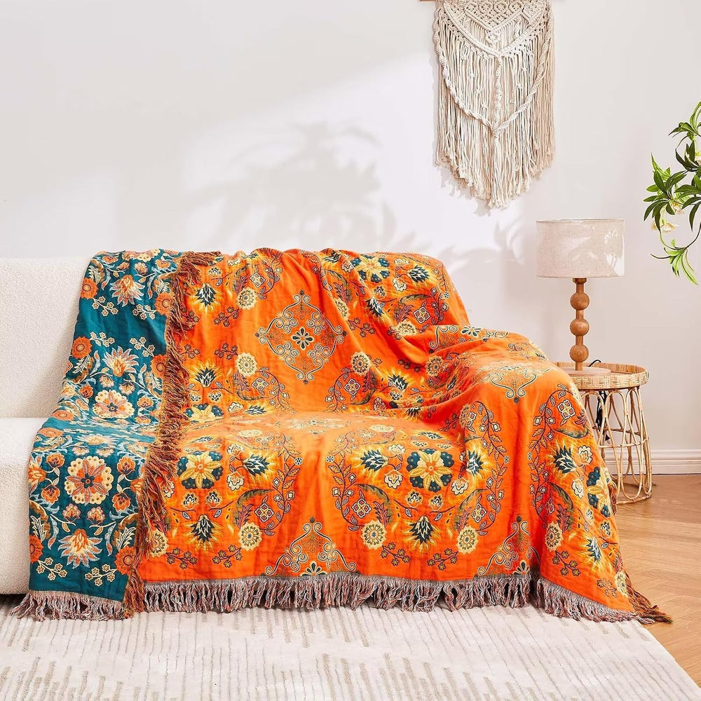 XIBLC Boho Throw Blanket, 100% Cotton Ultra Soft Luxury Throw Rustic Quilt, 6...