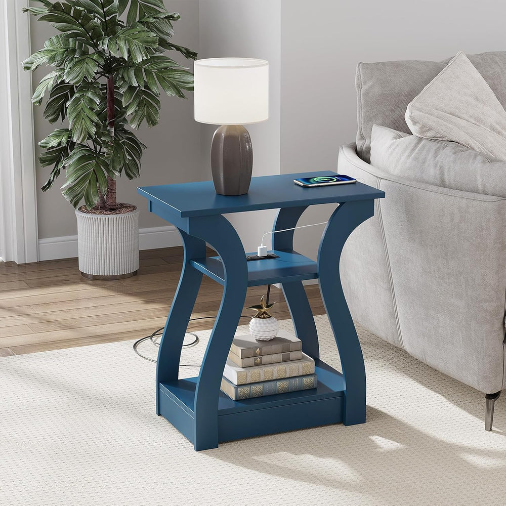 End Tables Living Room, End Table end Table with Charging Station and USB,Nav...
