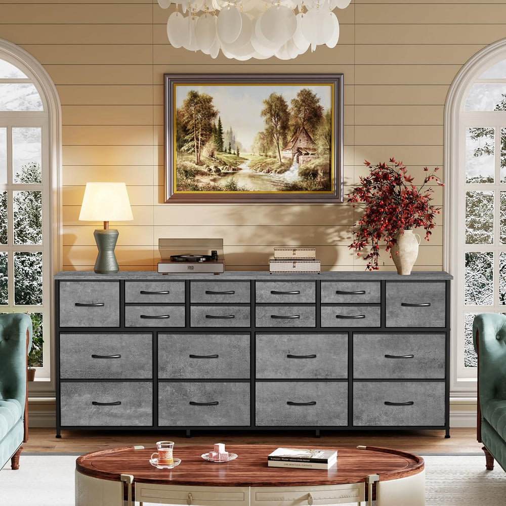 VASICAR Gray Wide TV Stand for 65, 75, 80 inch TV, 74.76 Inch Long Dresser