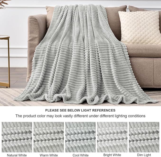 BEDELITE Fleece Throw Blanket for Couch – 3D Ribbed Jacquard Soft and Warm - Image 6
