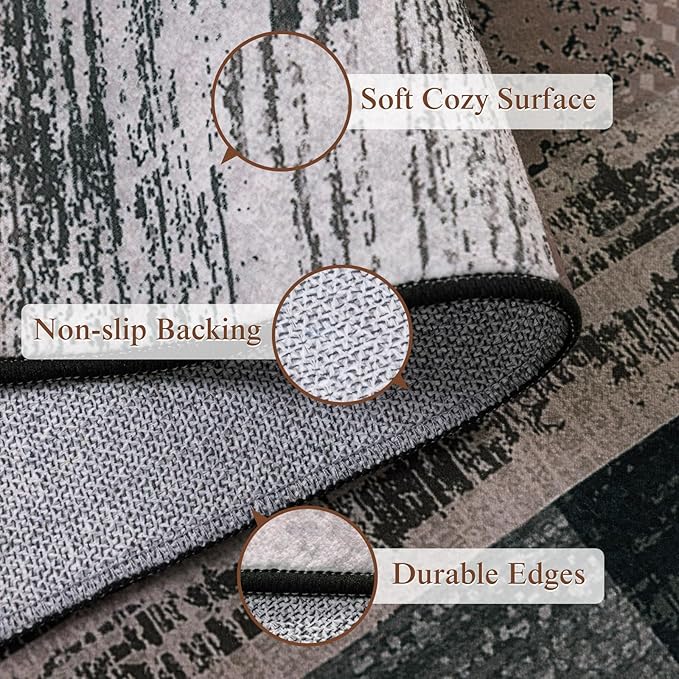 10x12 Washable Area Rugs for Living Room and Bedroom, Vintage Checkered Pattern - Image 7