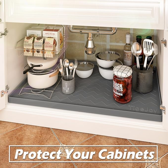TigeJoy Under Sink Mat 28" x 22", Silicone Mats in Kitchen Bathroom Organizers - Image 5