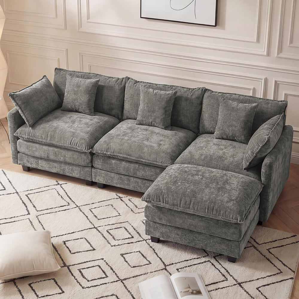 Modular Sectional Sofa 102" Oversized Cloud Couch with Ottoman