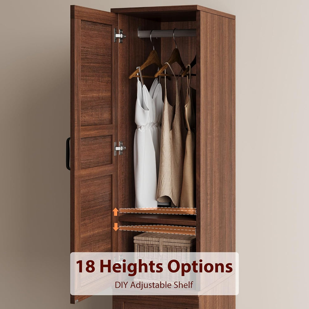 GarveeHome Armoire Wardrobe Closet with 2 Doors, Wooden Wardrobe Cabinet with...