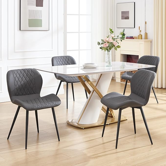 Dining Chairs Set of 6, Comfy Modern Dining Chairs with Thick Cushions, Uphol...
