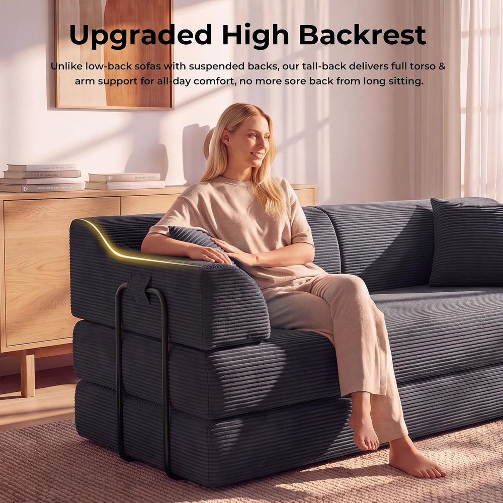 79'' Futon Sofa Bed, High‑Back Boneless Couches for Living Room