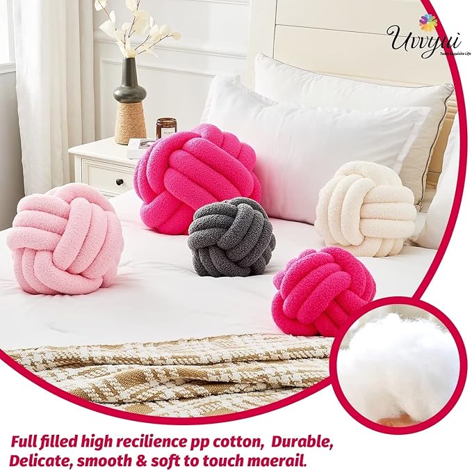 Uvvyui Knot Pillow Ball, Soft Home Decorative Pillows, Round Throw Pillow - Image 3