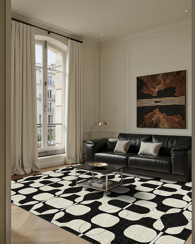 Latte&Fog 5x7 Area Rugs for Living Room Bedroom, Boho Non Slip Low Pile Carpet - Image 3