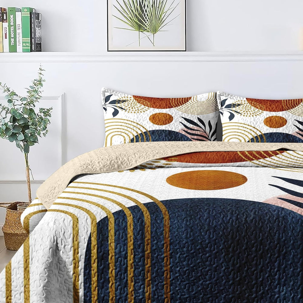 Pamnest King Quilt Set, 3 Pieces Gold Yellow Bedding, Bedspread