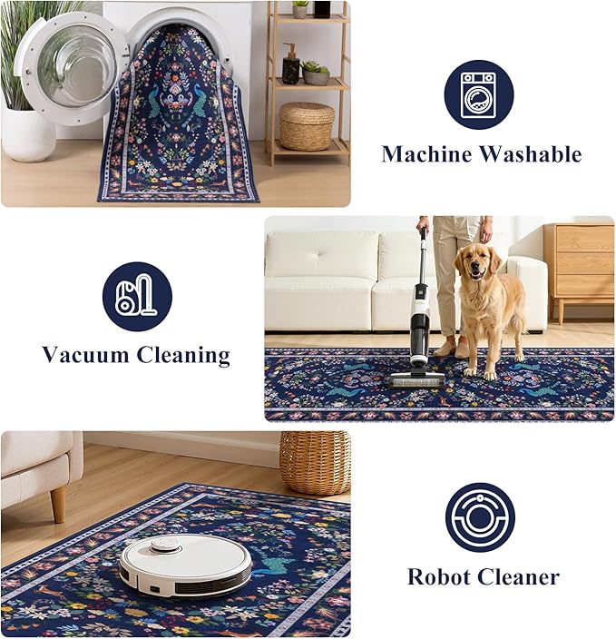 HEBE Washable Hallway Runner Rug 2'x 8' Non Slip Kitchen Rugs Runner, Low Pile - Image 5
