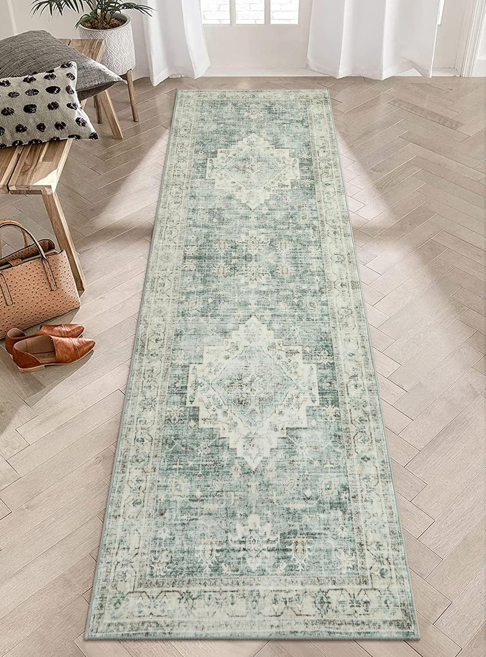 LIVEBOX Washable 2.5x8 Runner Rugs for Entryway Bathroom, Boho Kitchen Floor ...