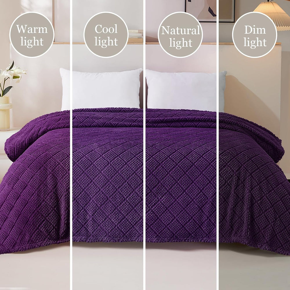 Whale Flotilla Soft Fleece King Size Blanket for Bed, Purple