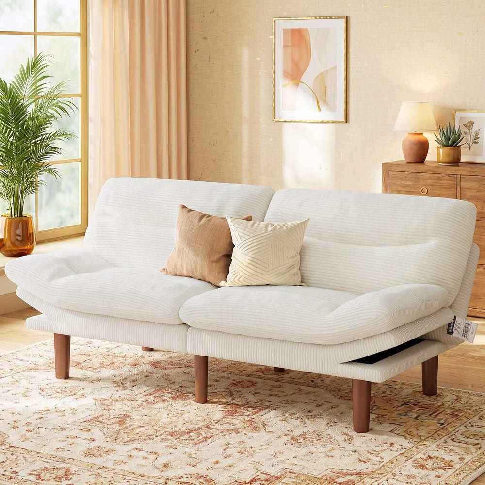Marsail 66.02" Futon Sofa Bed, Convertible Couch & Sleeper Sofa, White