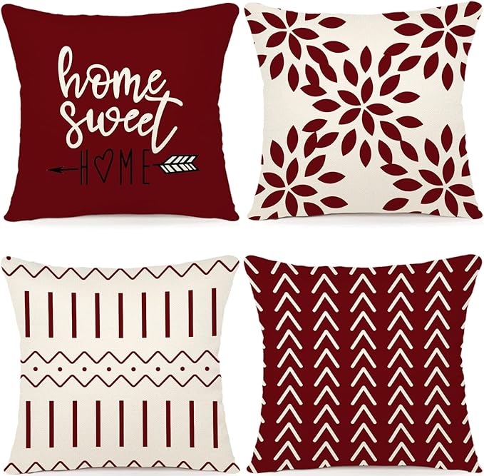 YCOLL Christmas Pillow Covers 22x22 Set of 4, Modern Sofa Throw Pillow Cover by PillowCoversExpert