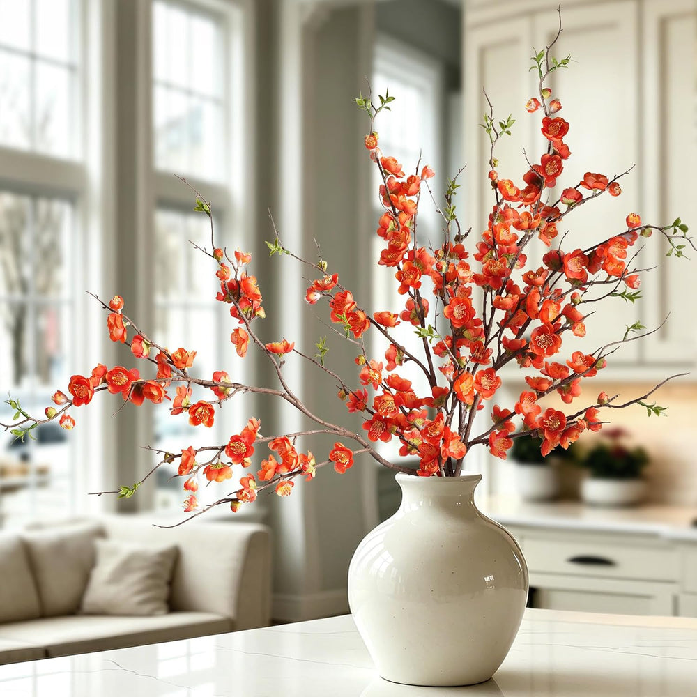4PCS Cherry Blossom Branches Artificial Plum Blossom Fake Flowers Silk Flower...
