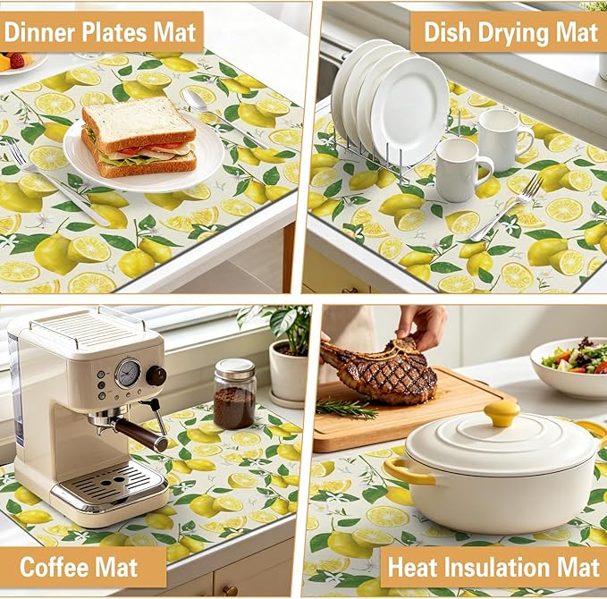 Kitchen Countertop Dish Drying Mat, Super Absorbent Coffee Bar Mat - Image 6