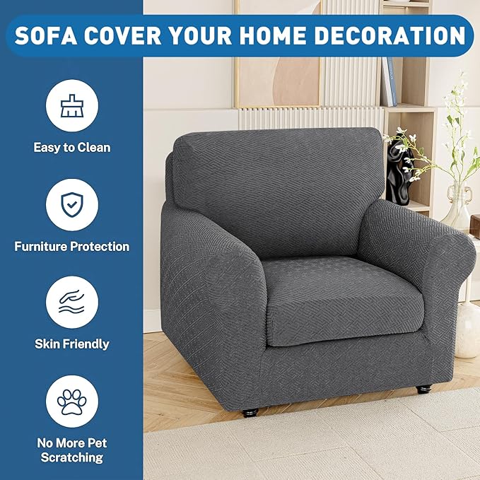 XINEAGE Large Couch Cushion Covers Seat Cushion Cover Thick Stretch Sofa - Image 7