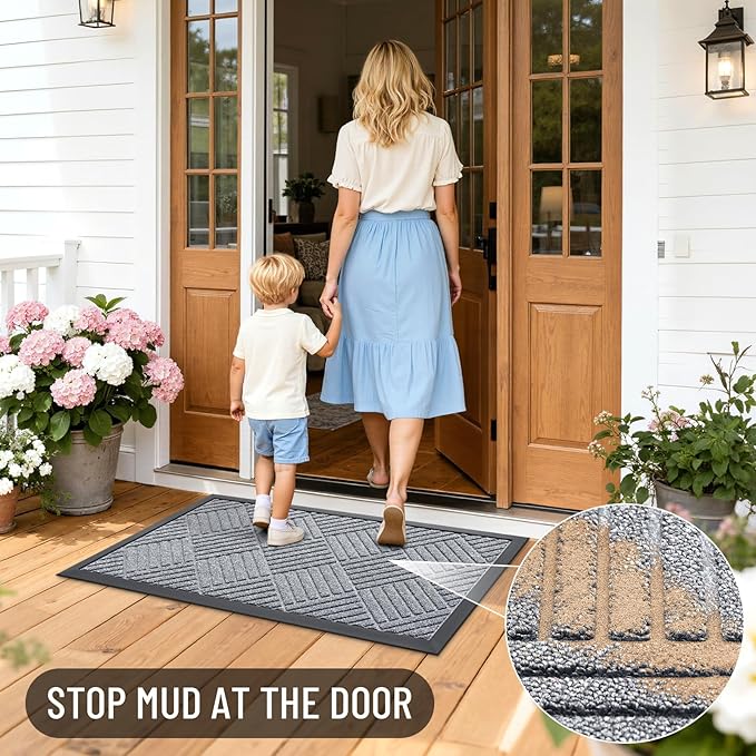 OLANLY Front Door Mat Outside Entrance 35x23, Heavy Duty Sturdy Natural Rubber - Image 6