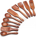 10Pcs Wooden Kitchen Utensil Set, Premium Natural Acacia Wood Cooking Utensils by Berenti
