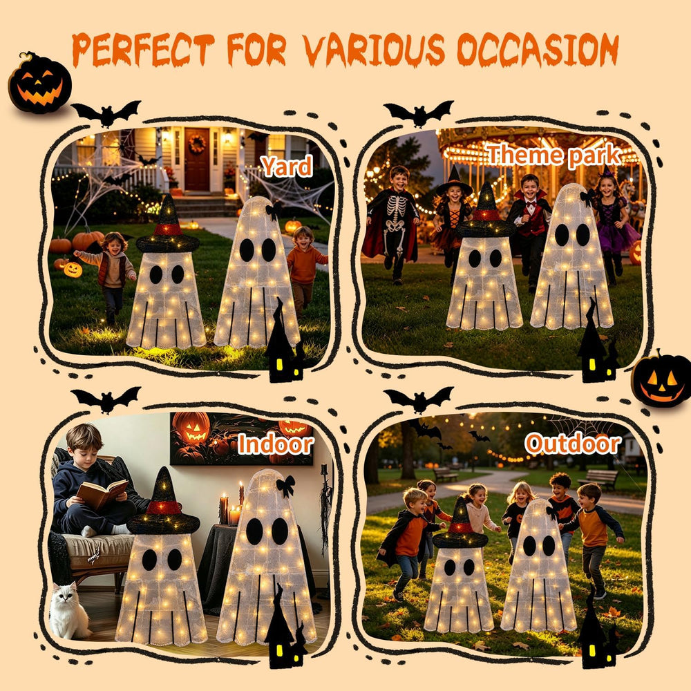 2 Pack 30Inch Halloween Decorations Outdoor Light Up Ghost Decor
