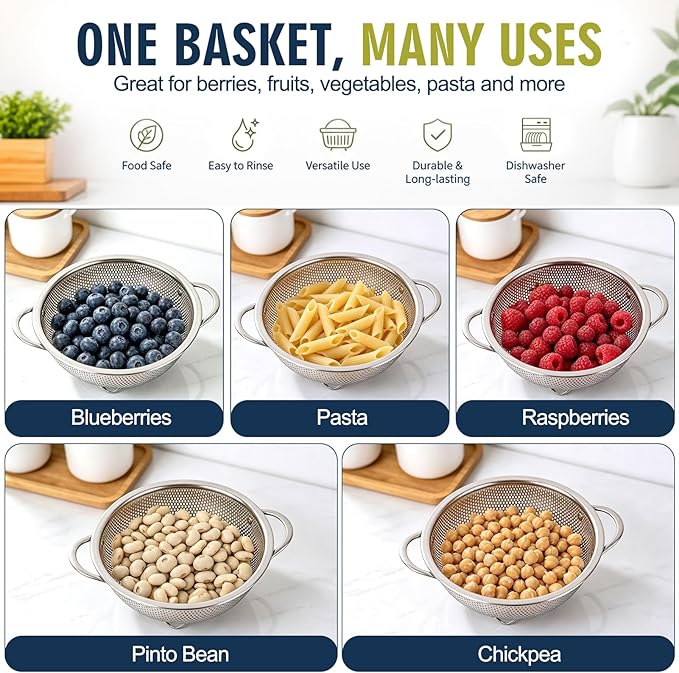 Palksky Small Colander Set of 2, 800 mL / 0.85 Qt Stainless Steel Mini Colanders - Image 8