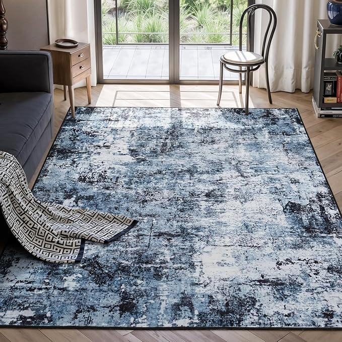 Rugflix 5x7 Area Rugs for Living Room, Washable Large Rug Stain-Resistant Low by RugflixAreaRugs