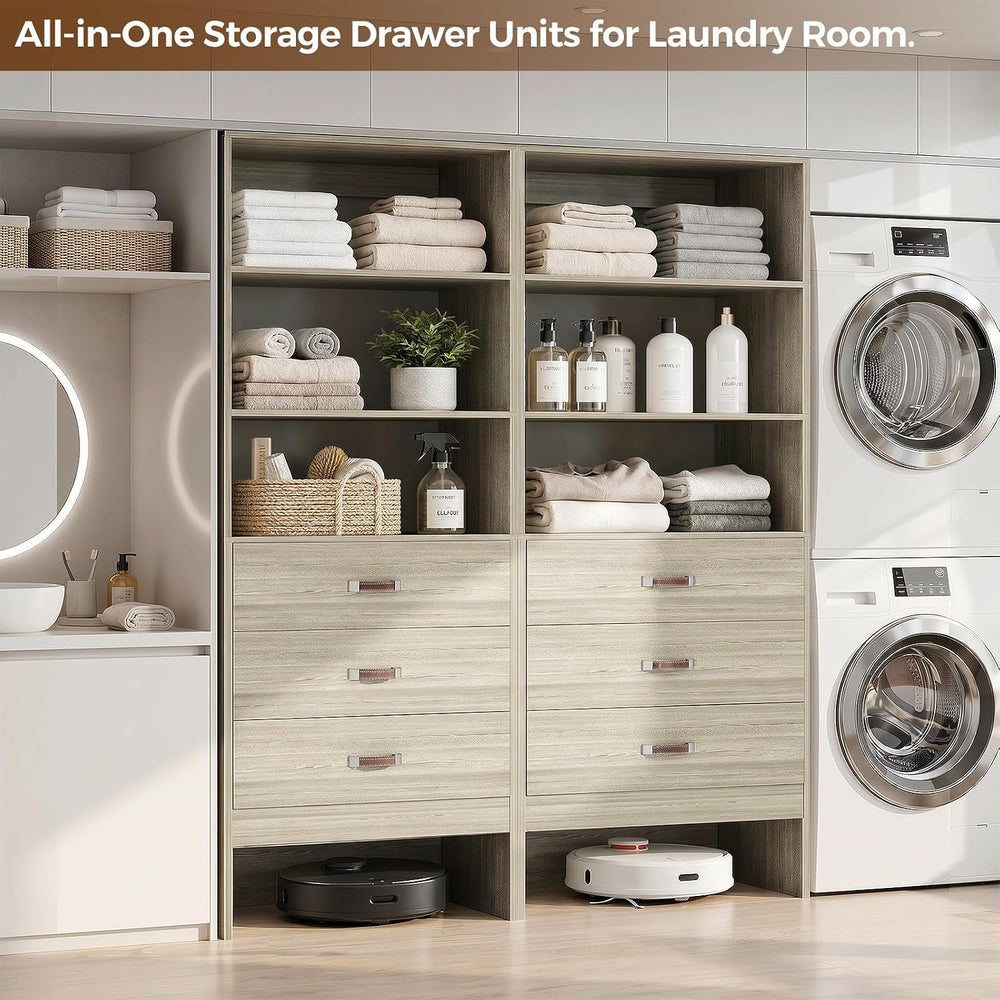 4FT Closet System with Leather Handles, 48" Walk-in Closets Storage Unit...