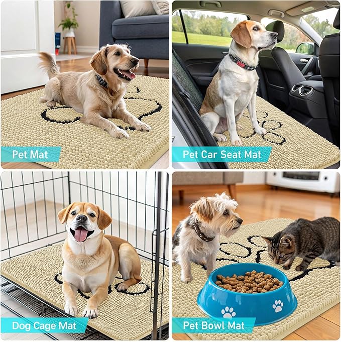 OLANLY Dog Door Mat for Muddy Paws 36x24, Paw Print Design, Absorbs Moisture - Image 7