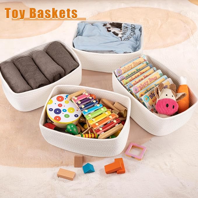 OIAHOMY 4 Pack Storage Baskets for Organizing, Small Bins for Shelves, Cute - Image 2