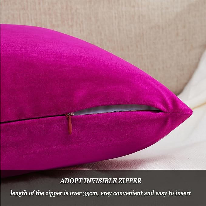 GIGIZAZA Hot Pink Pillow Covers 16x16 Throw Pillows Velvet Decorative Sofa - Image 5