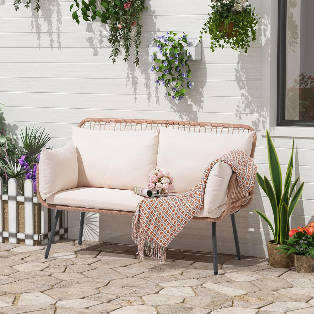 Verano Garden Patio Loveseat, Balcony Furniture Couch, Wicker Patio Set