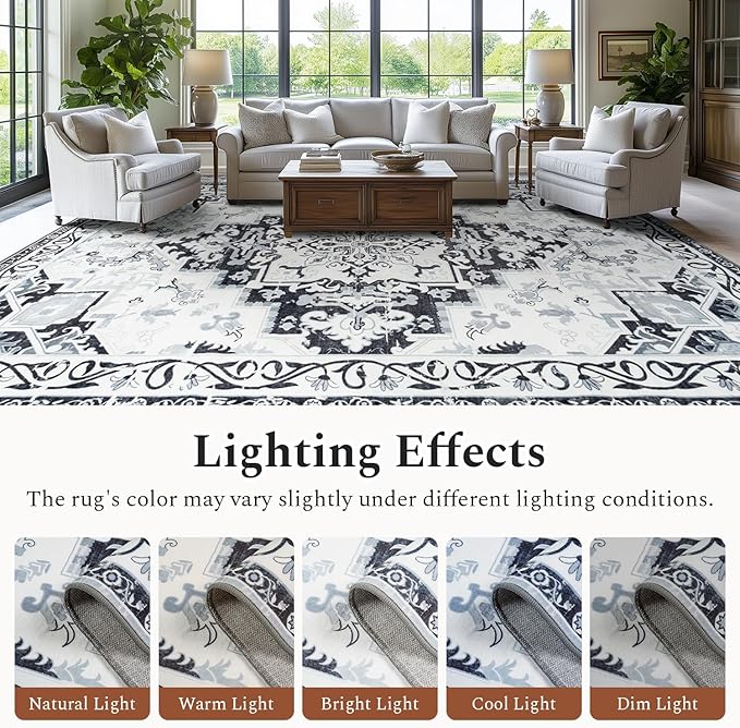 Rugflix 5x7 Area Rug for Living Room, Machine Washable Area Rugs - Image 6