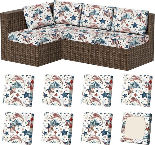 8Pcs Stretch Patio Cushion Covers, Outdoor Couch & Sofa Replacement Slipcovers by VORSHAPE