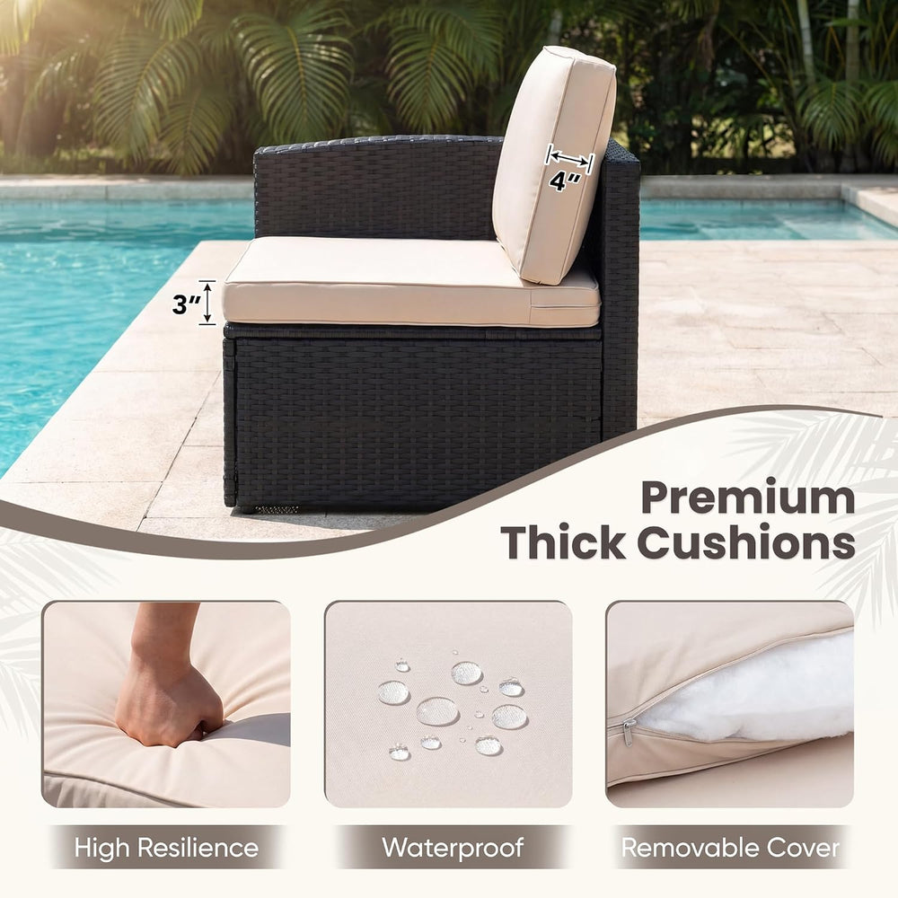 Devoko Patio Sofa,4 Pieces Outdoor Furniture Set,Wicker Sectional Couch