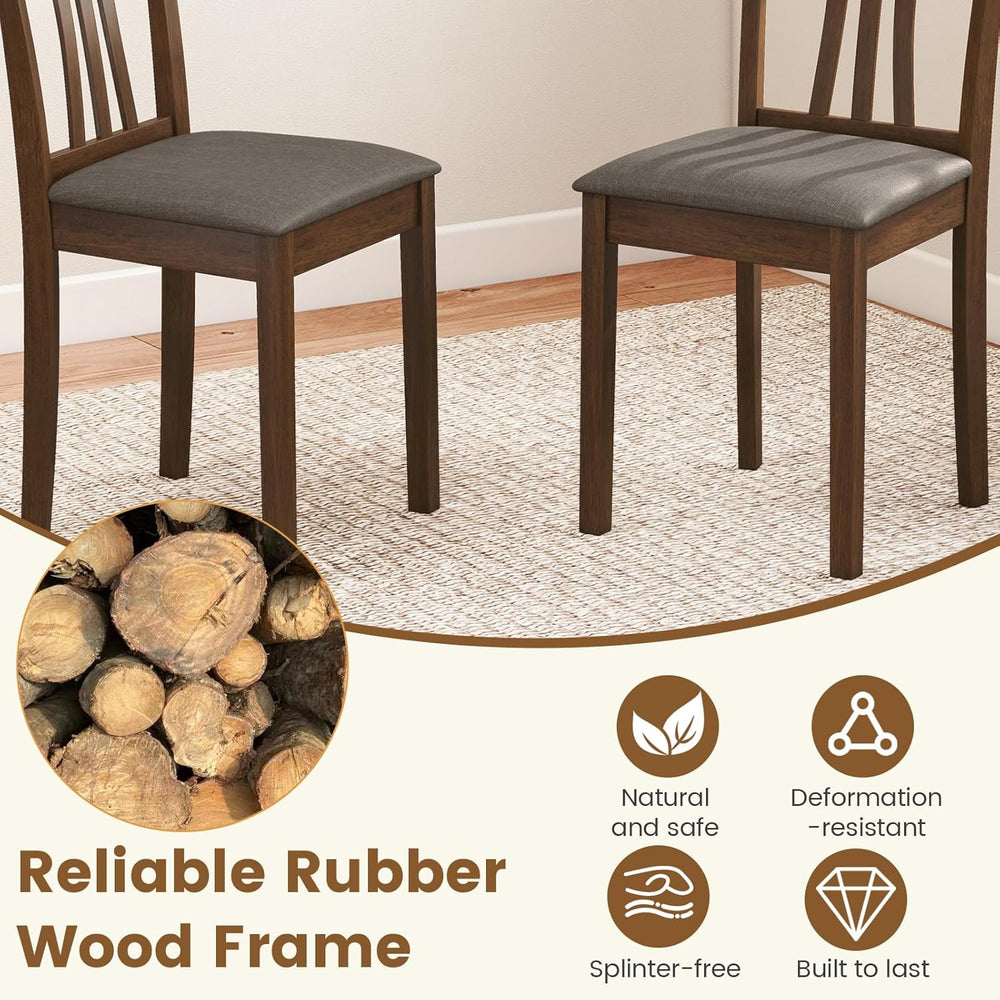 Giantex Wooden Dining Chairs Set of 4, Linen Fabric Upholstered Kitchen Armle...