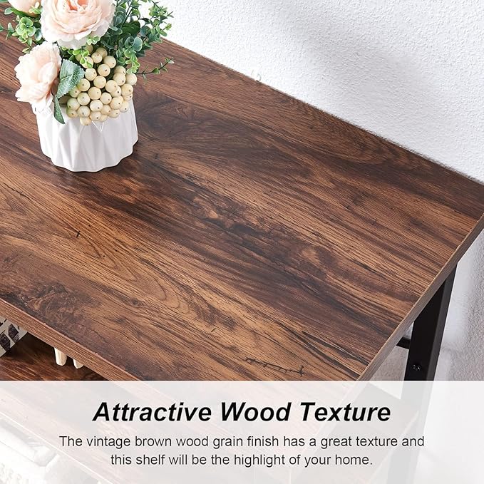 HOMBAZAAR 4 Tier Bookshelf,Rustic Brown Industrial Book Shelf,Engineered Wood...