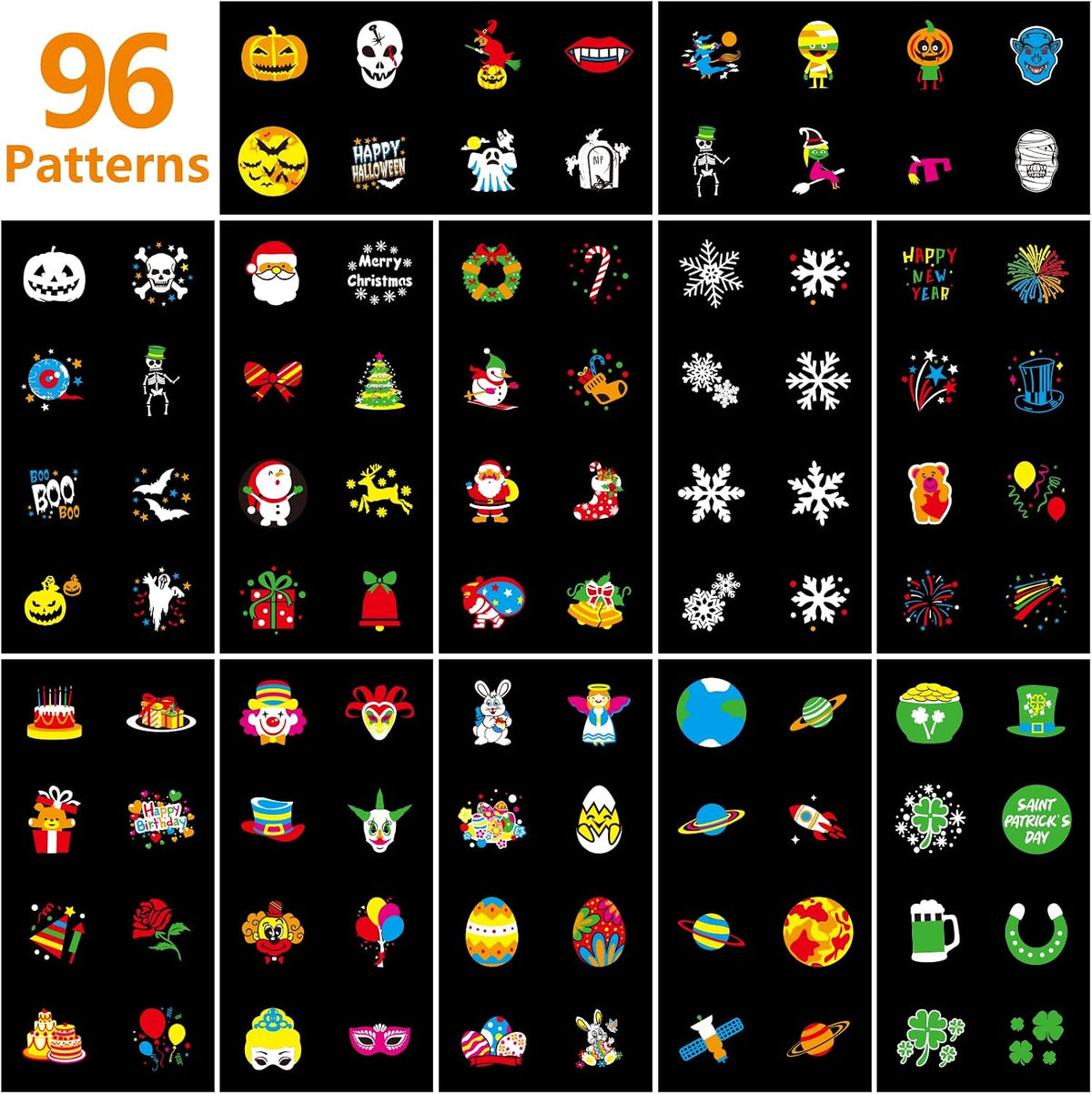 Halloween Projector Lights Outdoor, 8 Images Mode Halloween Lights Projector with 96 Cartoons, Waterproof Holiday Projector with Remote Control and Timer for Halloween Decorations