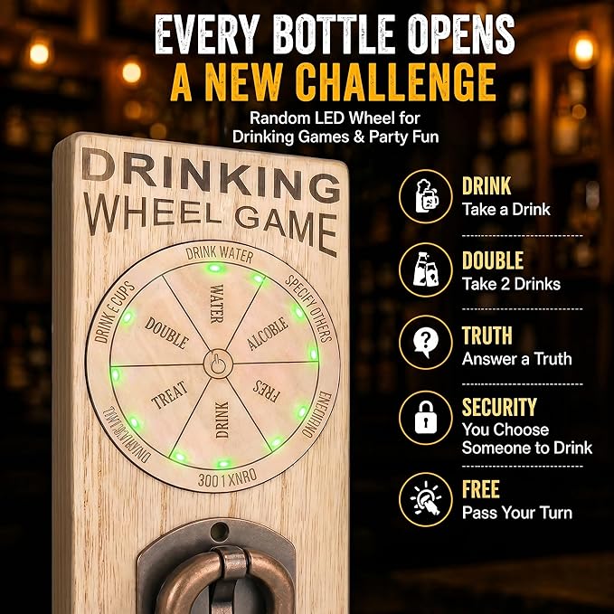 Magnetic Bottle Openers with Catcher, Wall Mounted Wooden Beer Bottle Opener - Image 3