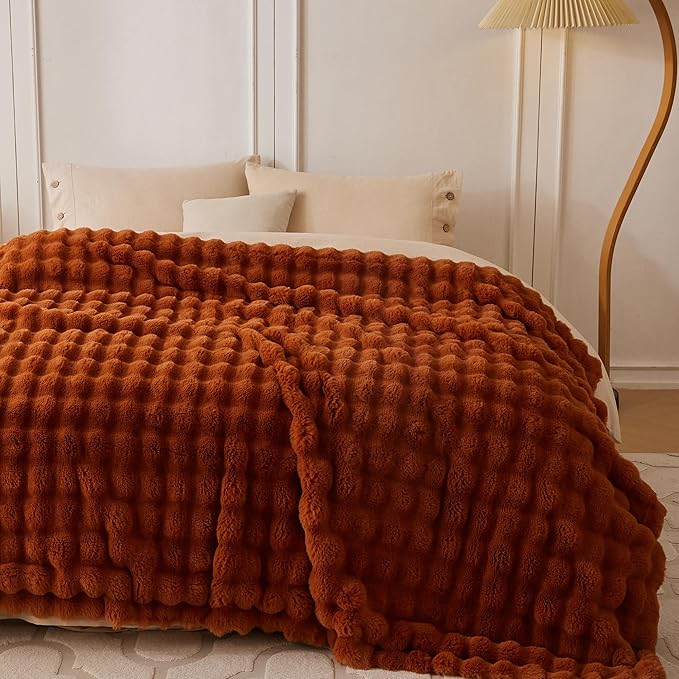 COOVA Faux Fur Throw Blanket for Couch, Cozy Soft and Fuzzy Plush Rabbit Fur - Image 2