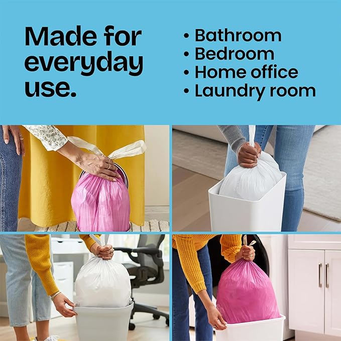 Glad Odorshield Small Drawstring Trash Bags, 4 Gal, Febreze Beachside Breeze - Image 5