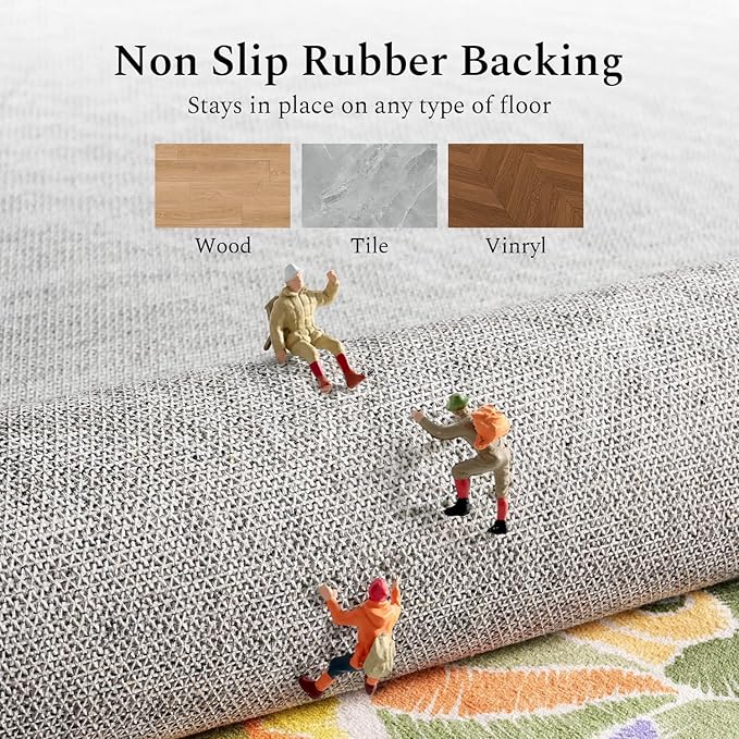 Rugflix 5x7 Washable Area Rug for Living Room, Soft Non Slip Low Pile Carpet - Image 5