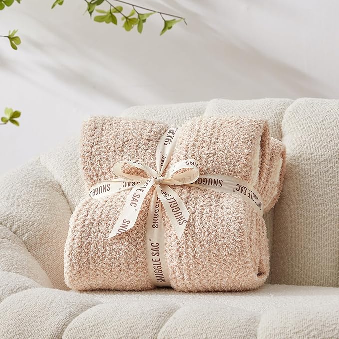 Snuggle Sac Twin XL Bed Blanket 66x90 inches, Super Soft Warm Beige Blankets - Image 7